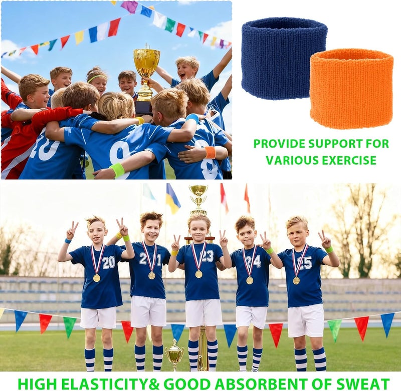 Tobeelec 72 Pcs(36 Pairs) Bulk Sports Wristbands - Sweatbands Sports Wrist Bands for Basketball Football Party Favors for Outdoor Activity - Image 3